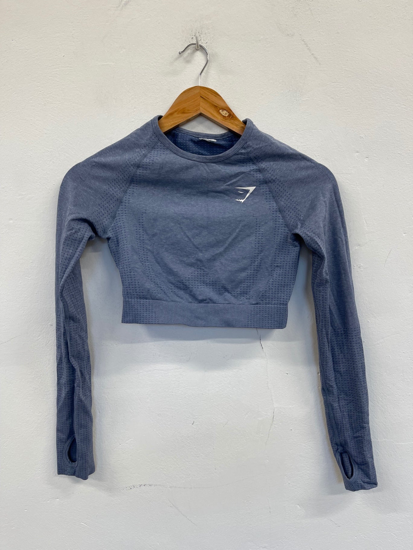 Fabulous Gymshark Long sleeve crop top Uk8 Baby Blue SA514
