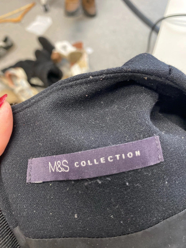 Lovely m&s black midi neck buckle dress UK 14 LB005