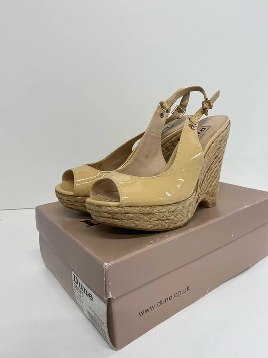 Fabulous Dune leather & rafia wedges UK6 nude NN001