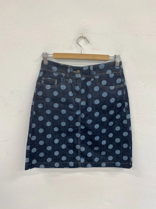 Boden Preppy Denim Polkadot Mini Skirt UK 8 MM005