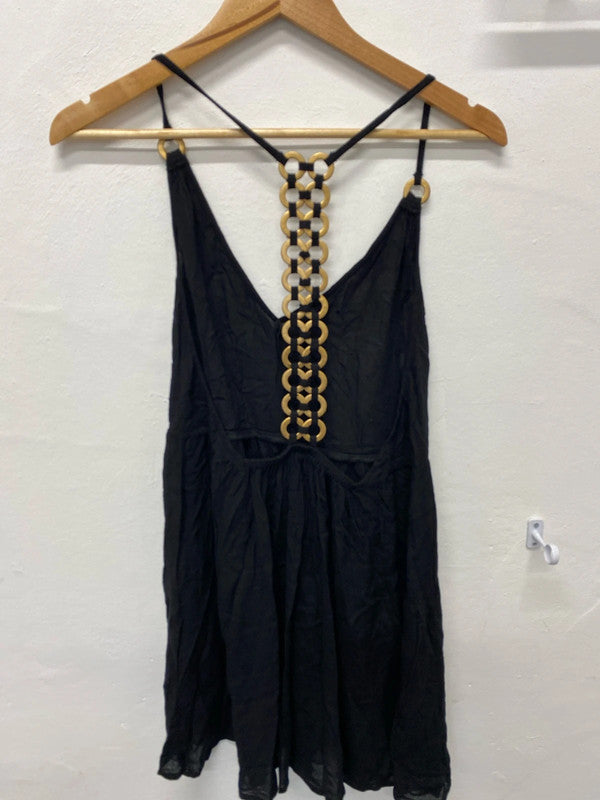 Fabulous River Island swim cover up boho dress black Uk8 KM004