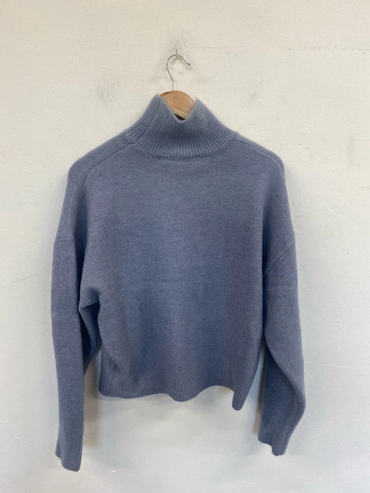 Zara Cozy Dusty Blue High Neck Jumper Size M JP001