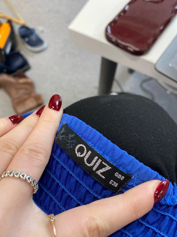 Lovely quiz electric blue silver beaded prom dress UK 8 GK002