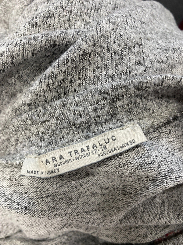 Gorgeous Zara trafaluc grey flower embroidered jumper UK L LB005