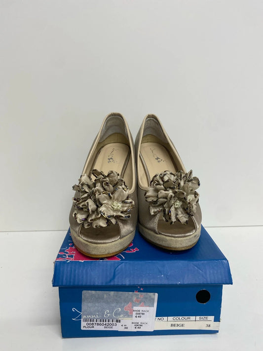 Zanni & Co champagne wedge occasion or events shoe Uk5 Eur 38 GK002