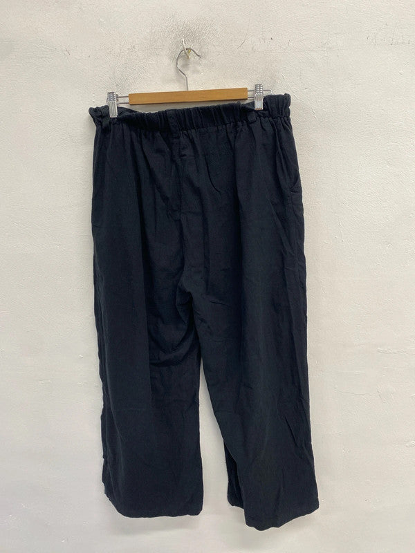 Lovely halara black wide leg trousers cotton UK L LG004