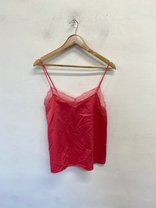 Stunning tezenis pink lace cami top UK M LH002