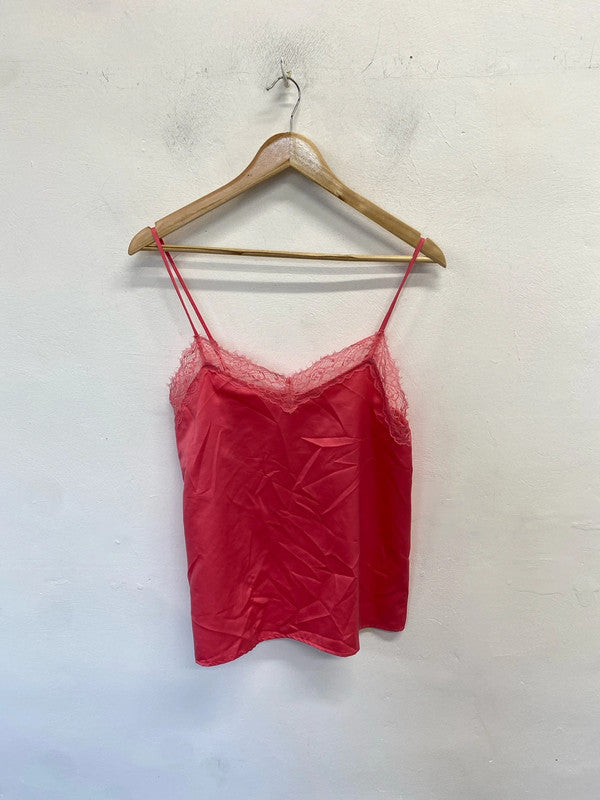 Stunning tezenis pink lace cami top UK M LH002