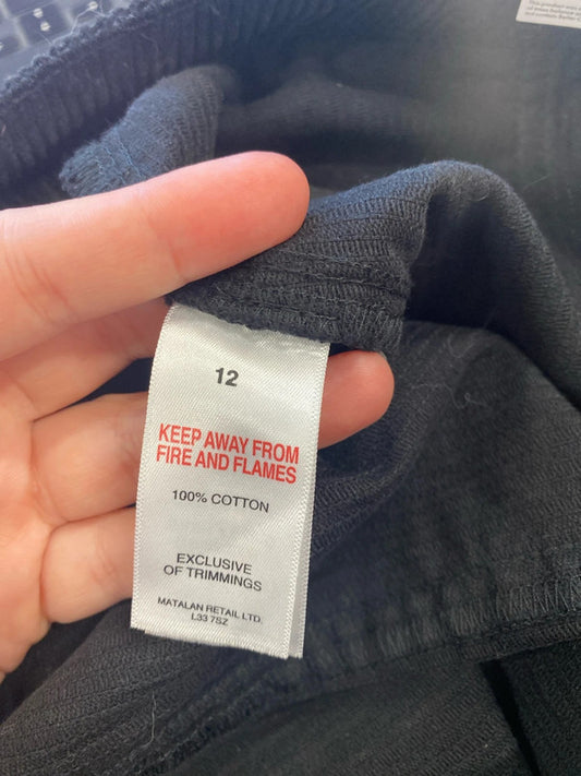 Papaya Stylish Black Corduroy Mini Skirt UK 12 AO001