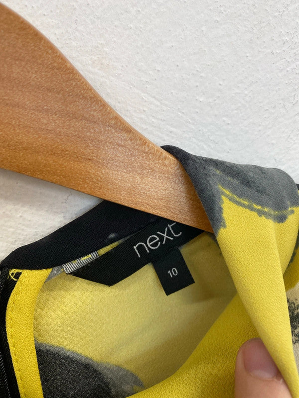 Next Stylish Yellow Artsy Floral Mini Dress UK 10 SW001