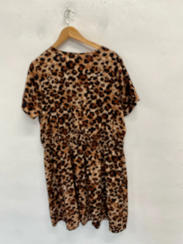 Fabulous leopard print tunic dress lightweight Uk22 New Look Curves CR002