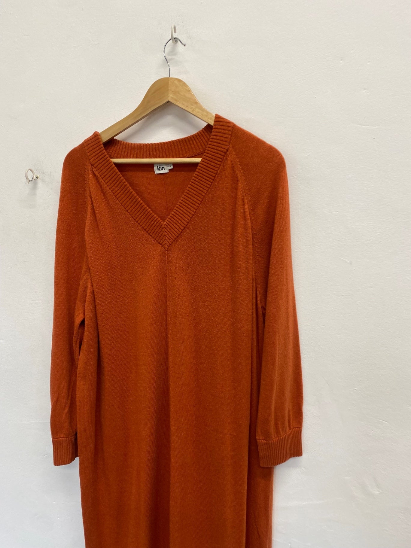 Stunning Kiin Knitted Dress UK 12 Orange wool blend DM561