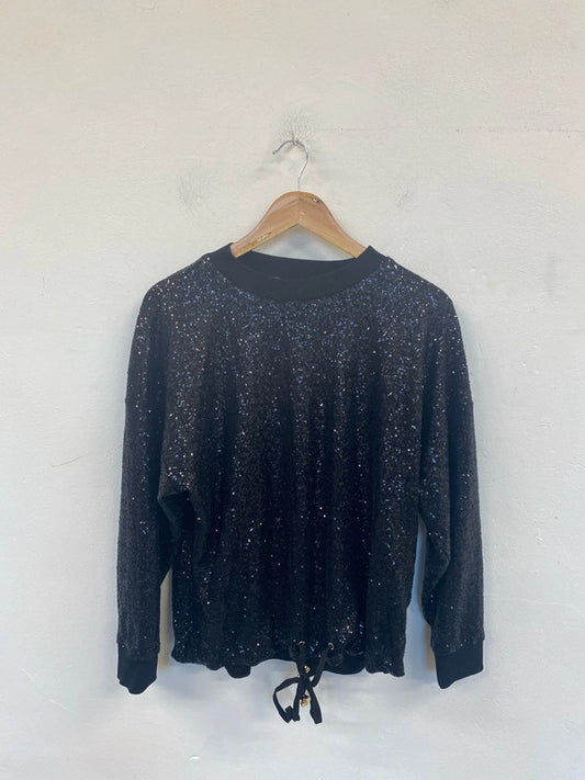 Autograph Glitzy Black Sequin Sweatshirt UK 12 JP001