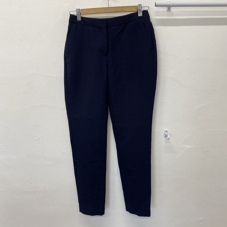 Designer REISS Faulkner trousers size 6 Navy slim leg Wool Blend HDR01