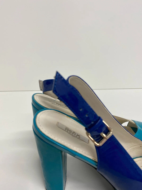 Fabulous Geox Respira Turquoise blue high block heel sling back Uk5 LW005