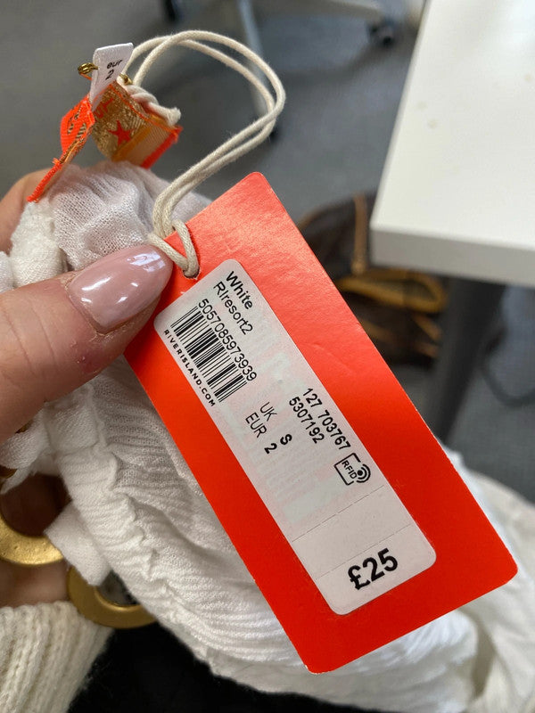 Lovely river island white beach cover with gold pattern back UK S KM004