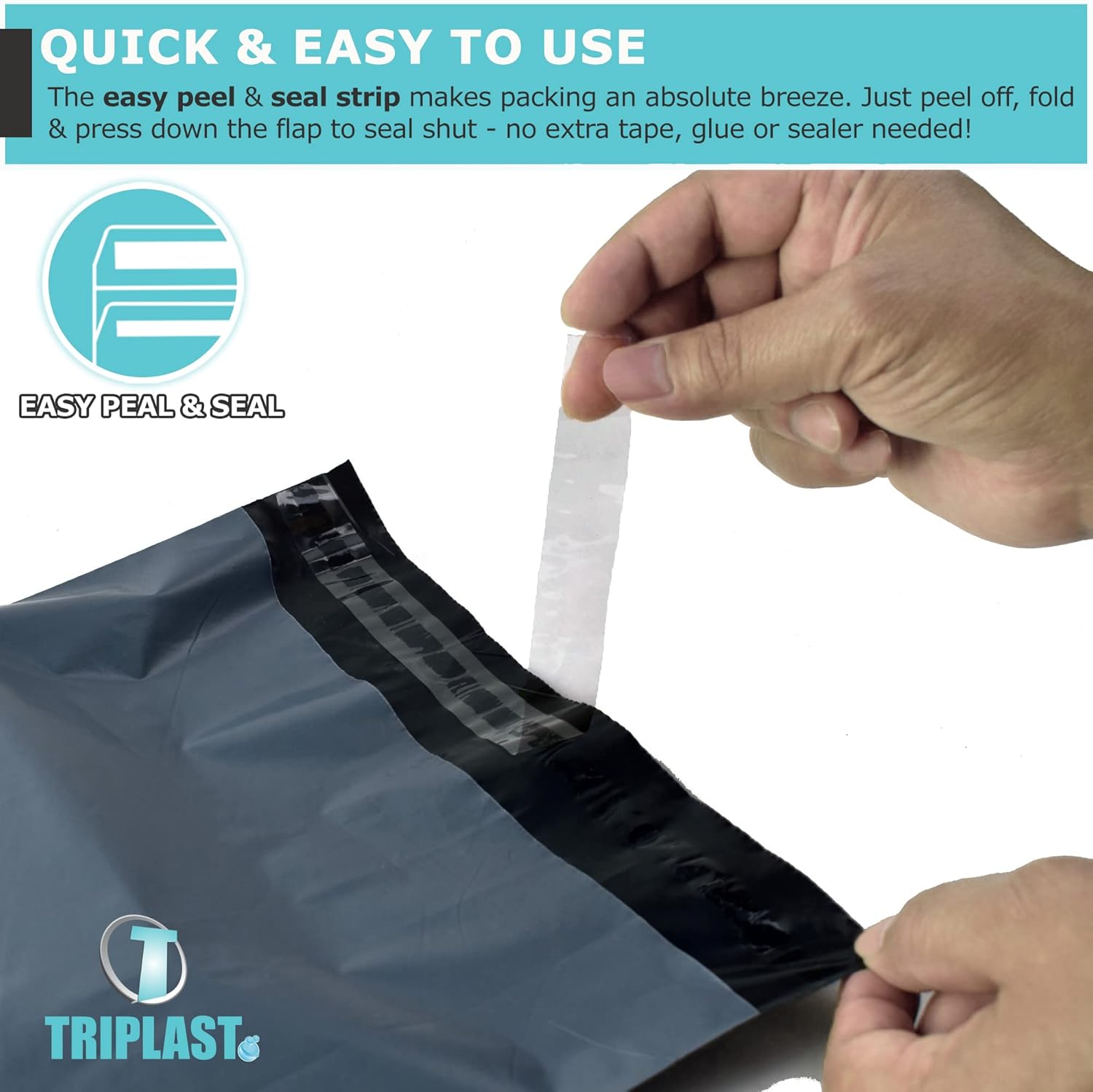 Triplast 12 x 16-Inch Plastic Mailing Postal Bag - Grey (Pack of 100)