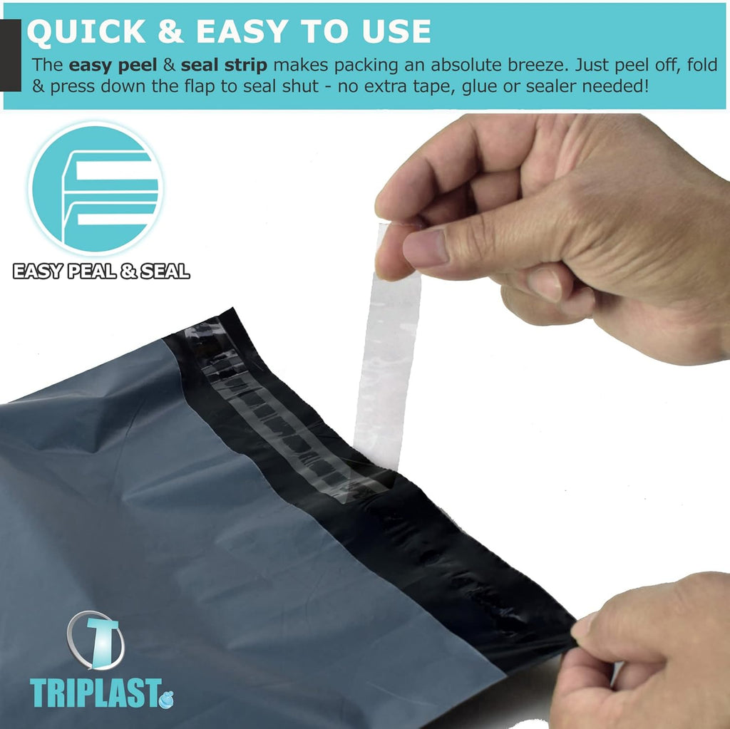 Triplast 12 x 16-Inch Plastic Mailing Postal Bag - Grey (Pack of 100)