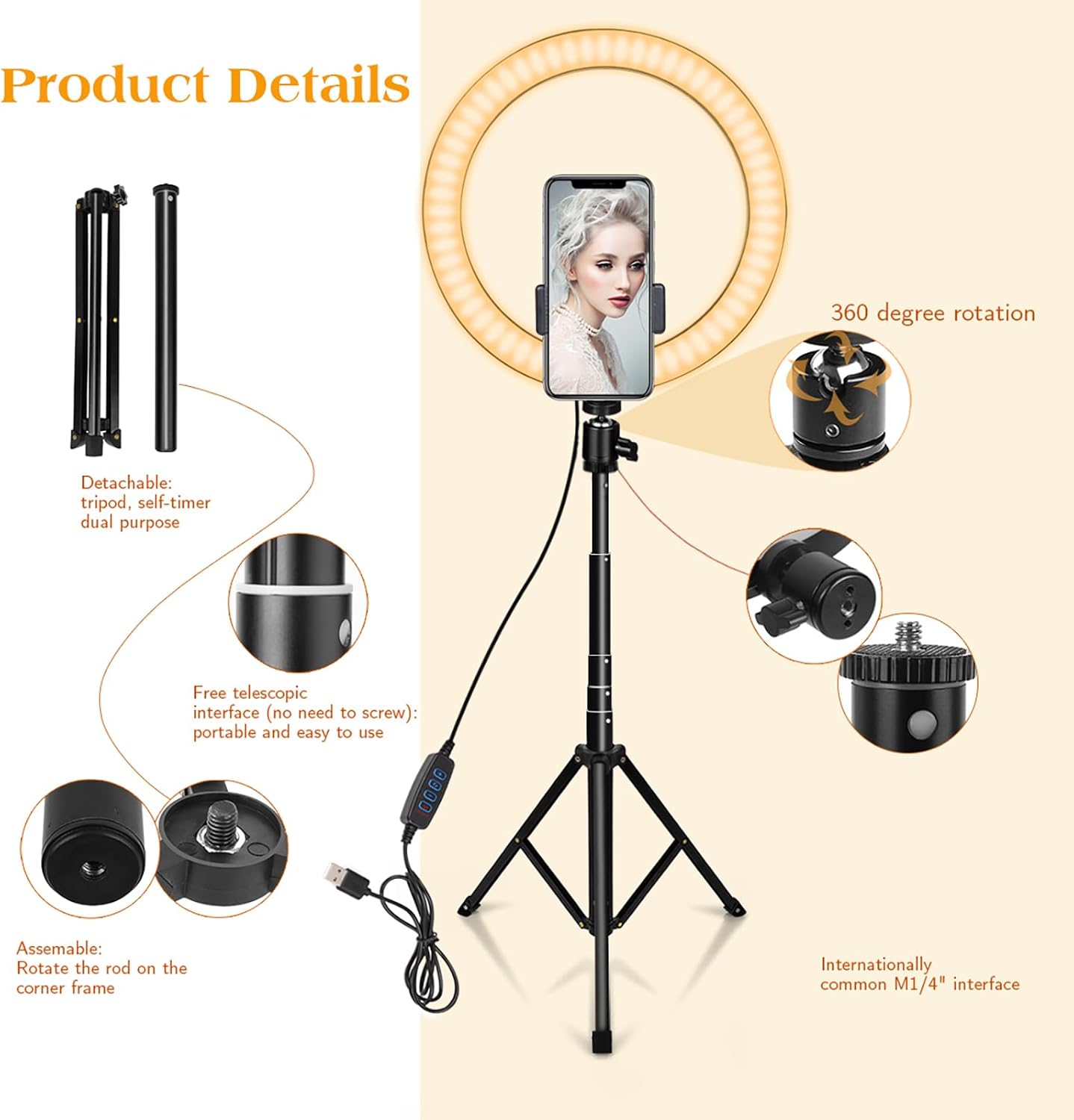 10" Ring Light with Tall Tripod Stand & Phone Holder for YouTube Video, Dimmable Led Ring Light with Remote for Camera, Video, Makeup, Selfie Photography Compatible with Smartphone