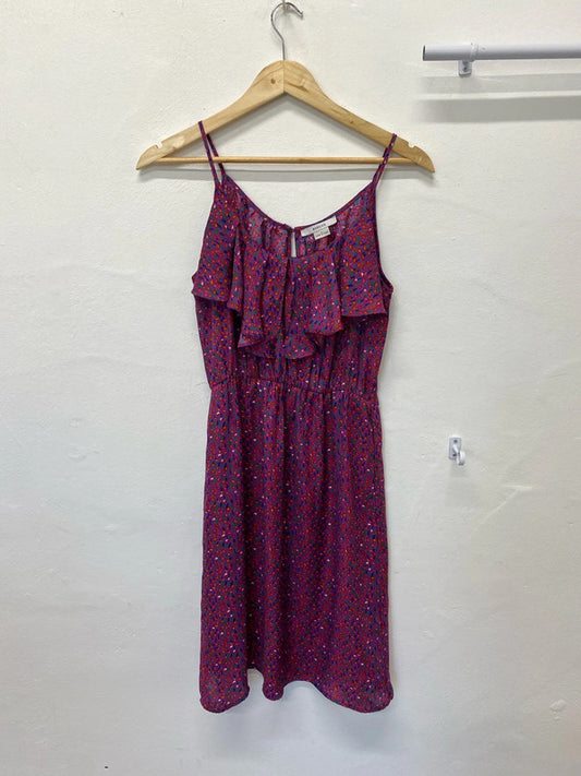 Fabulous Barkins purple ditsy slinky summer dress Uk8 JM005