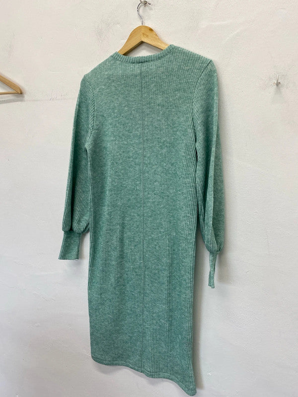 Fabulous Zara Ribbed midi jumper dress UkS mint green MB001