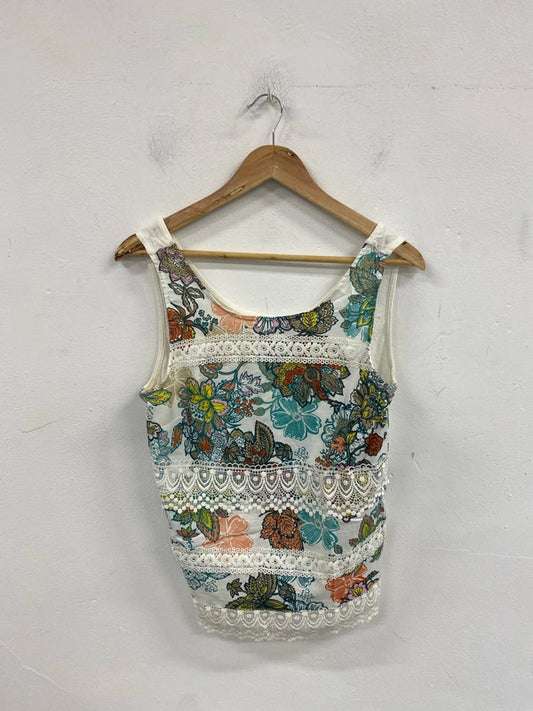 Next Fabulous Floral Lace Accent Loose Fit Vest Top UK 14 JW002
