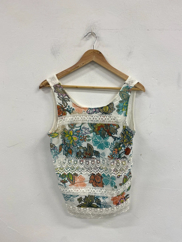 Next Fabulous Floral Lace Accent Loose Fit Vest Top UK 14 JW002