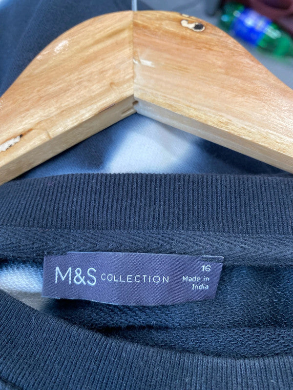 Fabulous M&S sweatshirt tie dye Uk16 black & white JB001