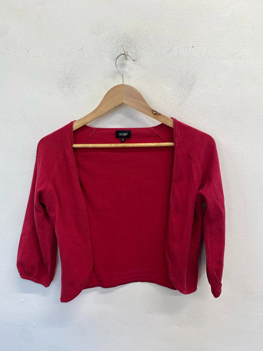 Lovely Hobbs red silk blend cropped bolero cardigan UK 8 WLH01