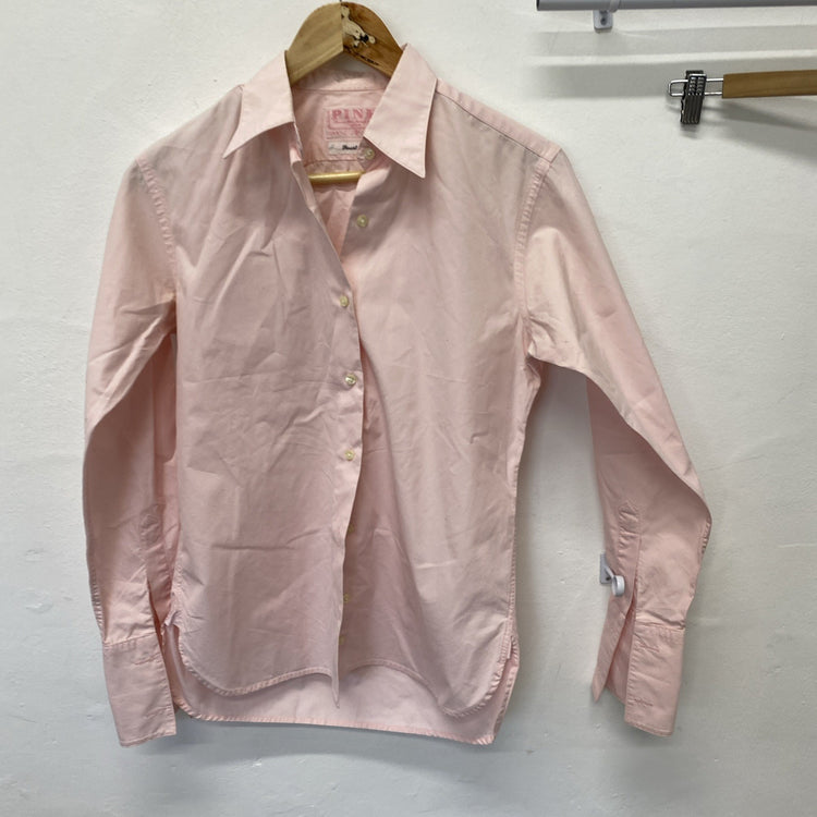 Women's Pink Thomas Pink smart shirt longer shaped back hem Uk8 Twill CN001