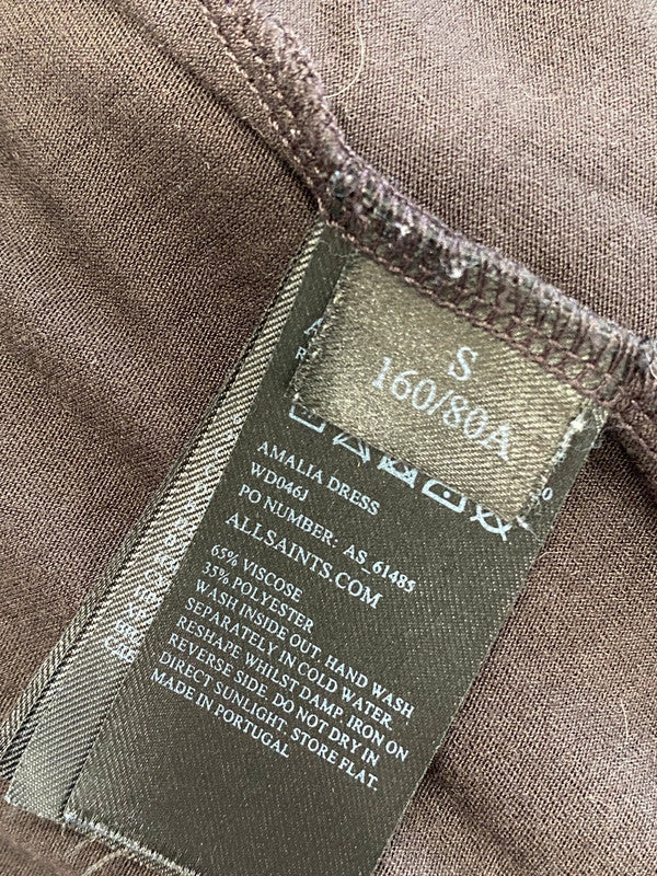 Stunning All Saints Amalia Dress Ruched Brown UK S JM007