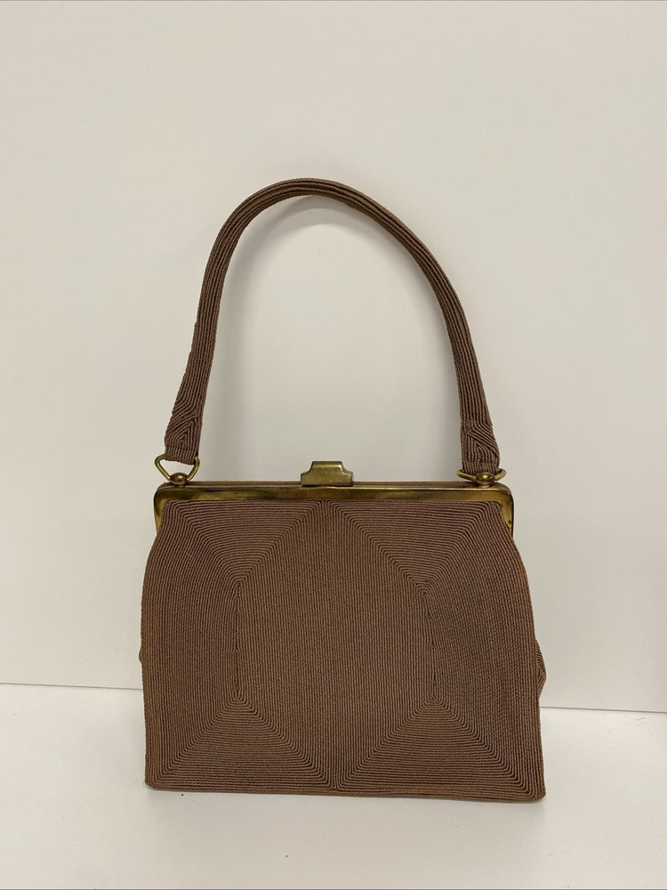 vintage Genuine corde handbag Rare Brown Evening Bag Gold Hardwear JW002