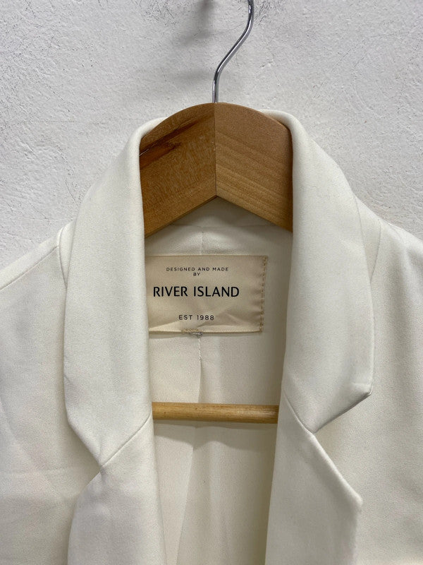 Lovely river island longline white blazer waistcoat gilet UK S KM004