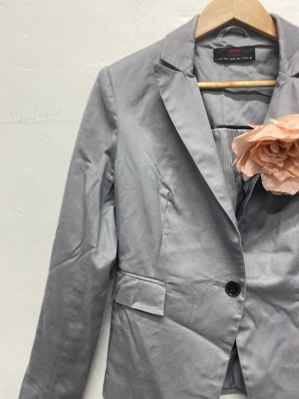 Fabulous New Look mid grey formal smart blazer Uk12 MA003