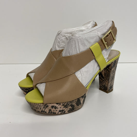 Clarks UK Size 5 Neon Yellow & Snakeskin Block Heel Leather Shoes New LW005