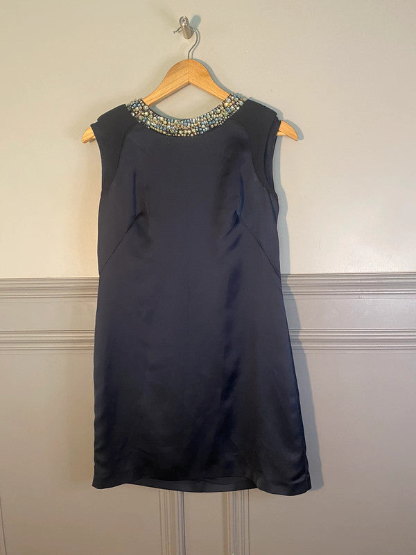 Absolutely stunning Coast New Graciella Dress backless Diamante strap Uk8!Navy KR002
