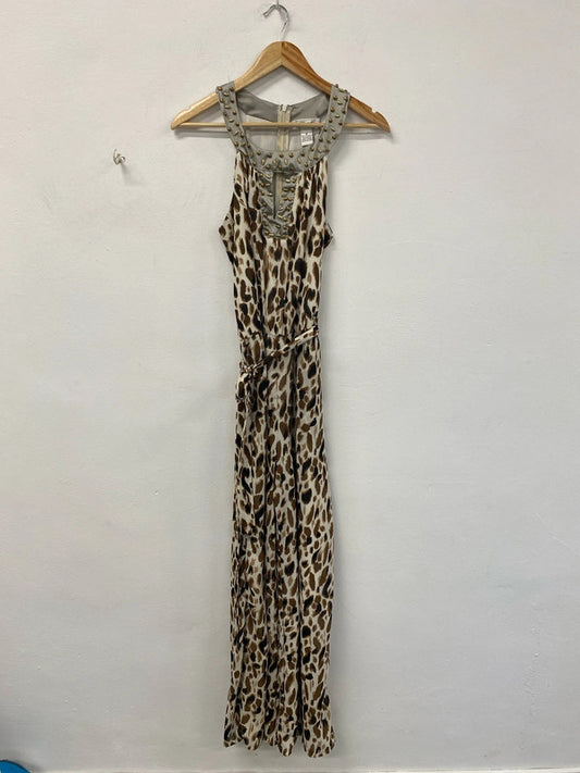 Ultra Pink Fabulous Giraffe Pattern Beaded Detailing Jumpsuit Size M JB005