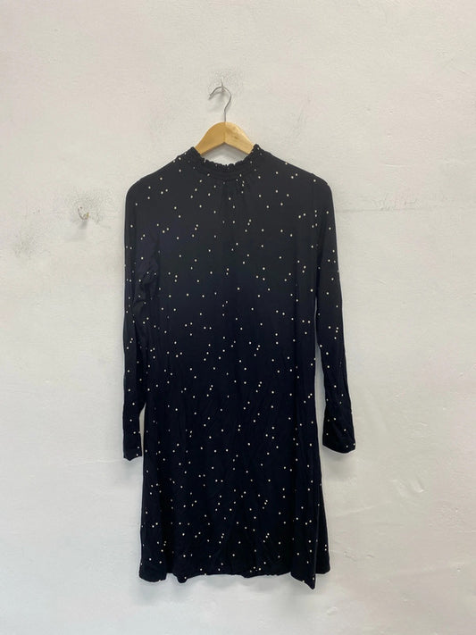Lovely M&S black white spotted midi dress UK 12 SG090