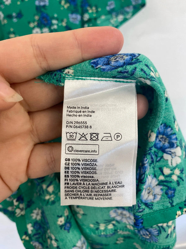 H&M Elegant Green Floral Mini Dress UK 6 GK002