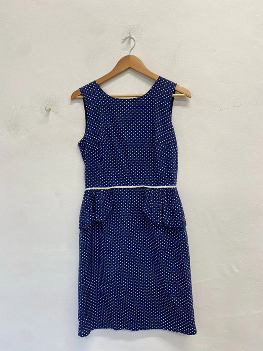 Lovely fever London blue spotted midi dress UK 12 JM007