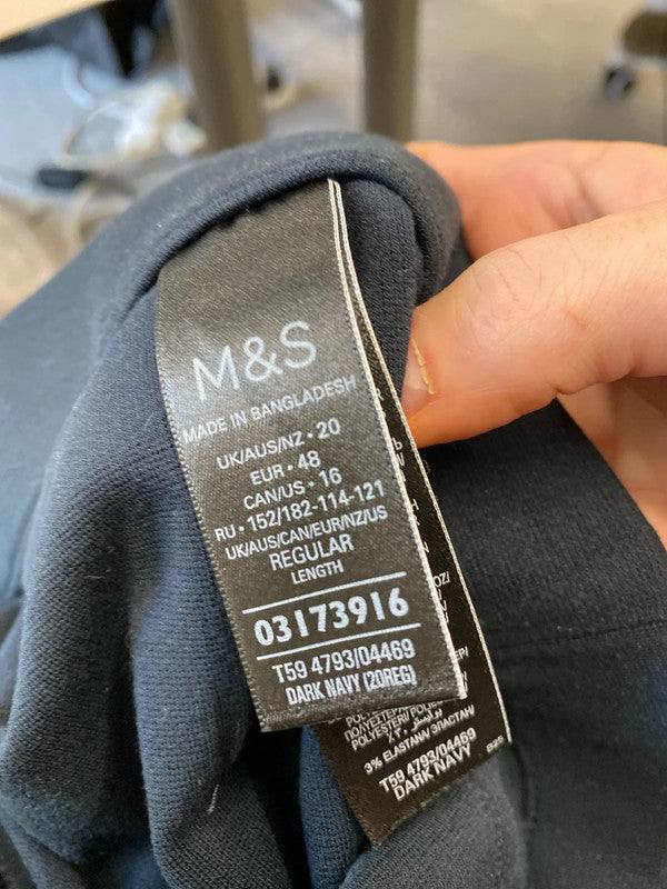 M&S navy wide leg Elasticated leggings classic Uk20 R RM002