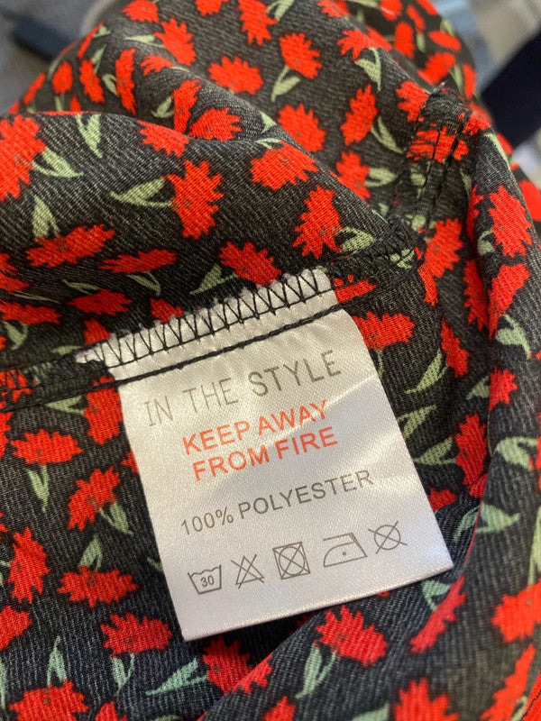 Lovely in the style red black tulips blouse UK 10 HDR01