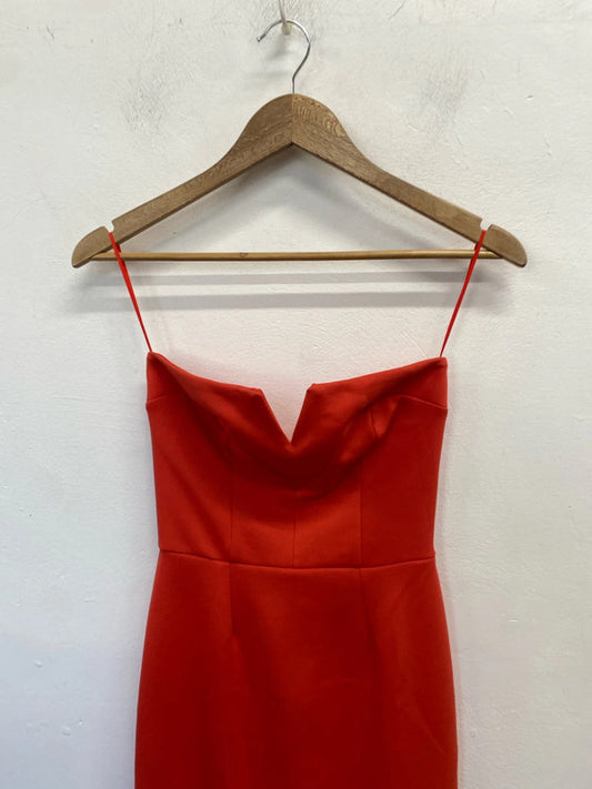 Lovely river island strapless coral pencil dress UK 6 HDR01