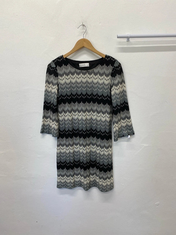 Fabulous Wallis Petite abstract dress Uk12 black & silver AO001