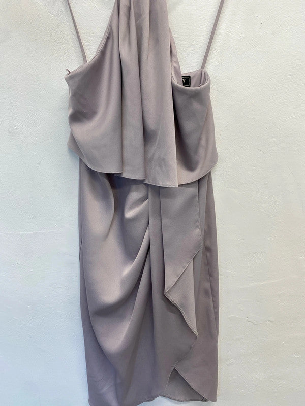 Lovely lipsy London lilac drape midi dress Halterneck UK 10 JM005