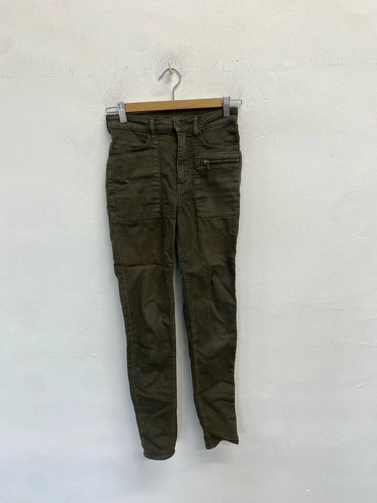 Lovely h&m khaki zip pocket jeans UK 10 JA001