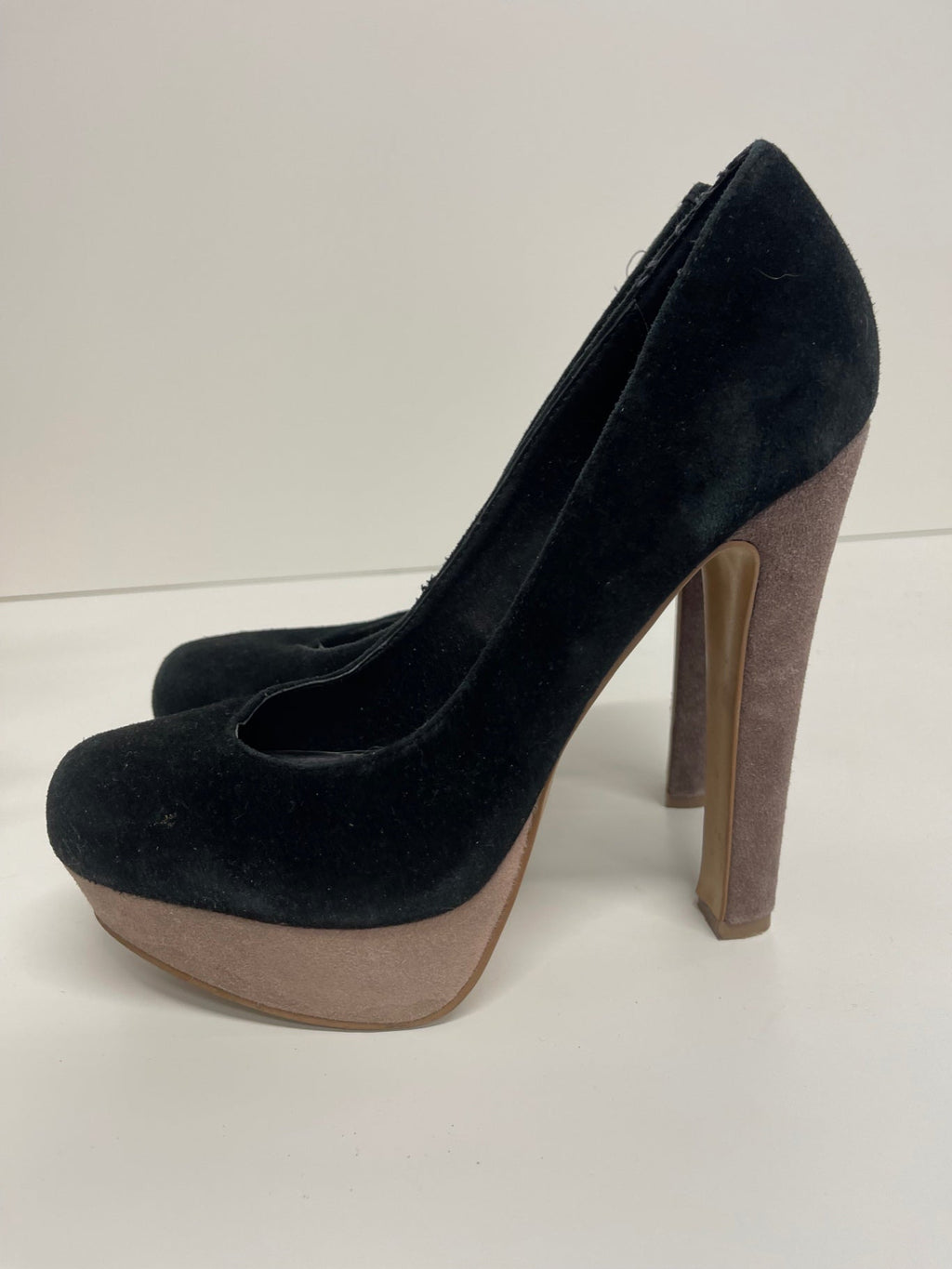 Stunning Steve Madden Bevv Suede high heel Pumps UK5 Black PP546