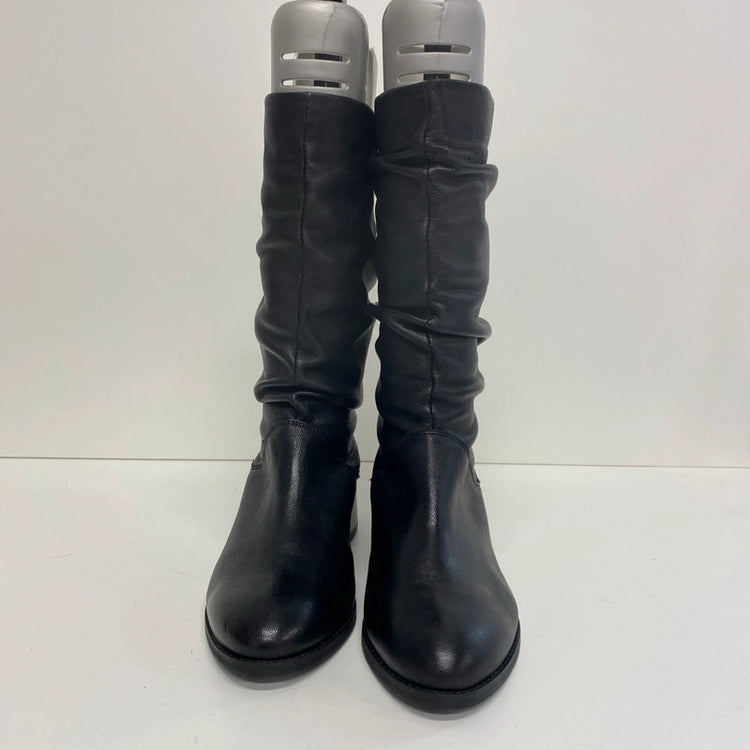 Dune Rosalinda Black Leather Slouchy Boots UK 5 New NC001