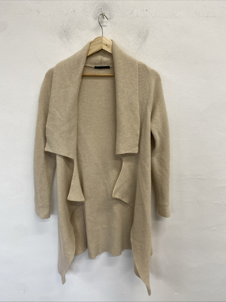 Lovely Autograph Cream Ribbed Cashmere Longline Cardigan UK 12 GK002