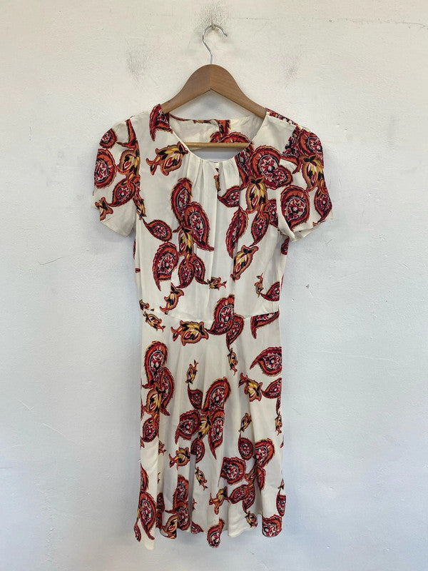 Redherring Elegant Cream & Red Paisley Mini Dress UK 12 SW001